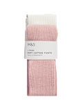 2pk Cotton Rich Ribbed Glitter Tights (2-14 Yrs)