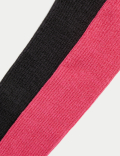 2pk Cotton Rich Ribbed Glitter Tights (2-14 Yrs)