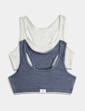 2 Pack Cotton Rich Ribbed Racerback Crop Tops (7-16 Yrs)