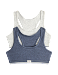 2 Pack Cotton Rich Ribbed Racerback Crop Tops (7-16 Yrs)