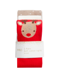 3pk Cotton Rich Christmas Tights (0 Mths-3 Yrs)