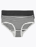2 Pack Striped Knickers (6-16 Years)