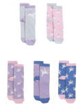 5pk Cotton Rich Unicorn Socks