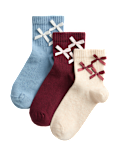 3 Pack Cotton Rich 3D Bows Socks (6 Small - 7 Large)