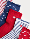 5 Pack Cotton Rich Heart Socks (6 Small - 7 Large)