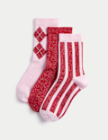 3 Pack Cotton Rich Sparkly Socks (6 Small - 7 Large)