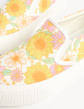 Kids' Canvas Floral Slip-on Pumps