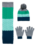 Kids' Colour Block Hat, Scarf and Glove Set