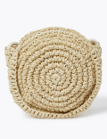 Kids' Straw Pom Pom Cross Body Bag