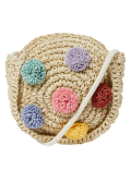 Kids' Straw Pom Pom Cross Body Bag