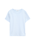Cotton Rich Ribbed Fitted Crop T-Shirt (6-16 Yrs)