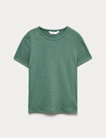 Cotton Rich Ribbed Fitted Crop T-Shirt (6-16 Yrs)