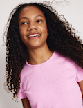 Cotton Rich Ribbed Fitted Crop T-Shirt (6-16 Yrs)