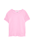 Cotton Rich Ribbed Fitted Crop T-Shirt (6-16 Yrs)
