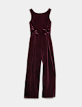 Velvet Wide Leg Pull On Jumpsuit