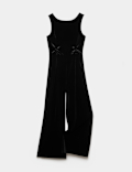 Velvet Wide Leg Pull On Jumpsuit