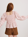 Pure Cotton Ditsy Floral Top (6-16 Yrs)