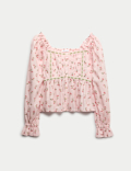 Pure Cotton Ditsy Floral Top (6-16 Yrs)