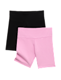 2 Pack Cotton Rich Cycling Shorts (6-16 Yrs)