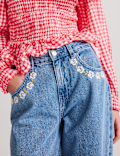 Denim Embroidered Wide Leg Jean (6-16 Yrs)