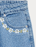Denim Embroidered Wide Leg Jean (6-16 Yrs)