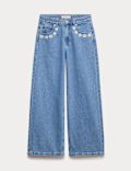 Denim Embroidered Wide Leg Jean (6-16 Yrs)