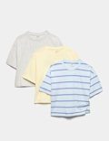 3 Pack Pure Cotton Boxy T-Shirts (6-16 Yrs)