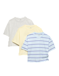 3 Pack Pure Cotton Boxy T-Shirts (6-16 Yrs)