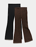 2 Pack Cotton Rich Kickflare Leggings (6-16 Yrs)