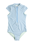 Printed Zip Through Cap Sleeve Swimsuit (6-16 Yrs)