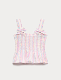 Pure Cotton Shirred Bow Top (6-16 Yrs)