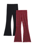 2pk Cotton Rich Polka Dot Kickflare Leggings (6-16 Yrs)