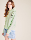 Cotton Flower Embroidered Slogan Hoodie (6-14 Yrs)