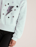 Cotton Lightning Bolt Sequin Hoodie