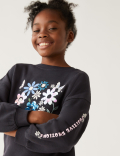 Cotton Rich Floral Sequin Sweatshirt