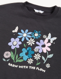 Cotton Rich Floral Sequin Sweatshirt