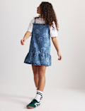 2pc Floral Print Denim Dress and Top (2-16 Yrs)