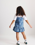 2pc Floral Print Denim Dress and Top (2-16 Yrs)