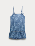 2pc Floral Print Denim Dress and Top (2-16 Yrs)