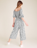 Floral Print Shirred Jumpsuit (6-14 Yrs)