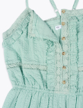 Pure Cotton Broderie Playsuit (6-16 Yrs)