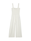 Pure Cotton Shirred Jumpsuit (6-16 Yrs)