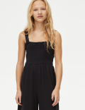 Pure Cotton Shirred Jumpsuit (6-16 Yrs)