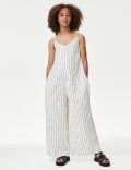 Pure Cotton Striped Wide Leg Jumpsuit (6-16 Yrs)