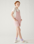 Denim Checkerboard Print Dungarees
