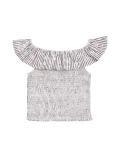 Pure Cotton Striped Seersucker Frill Top