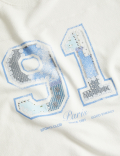 Pure Cotton Embroidered Sequin T-Shirt (6-16 Yrs)