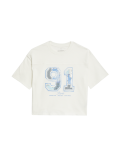 Pure Cotton Embroidered Sequin T-Shirt (6-16 Yrs)