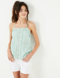 Pure Cotton Broderie Camisoles (6-16 Yrs)