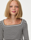 Cotton Rich Striped Ribbed Top (6-16 Yrs)